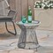 GDFStudio Aiden Outdoor Faux Rattan Side Table with Glass Top